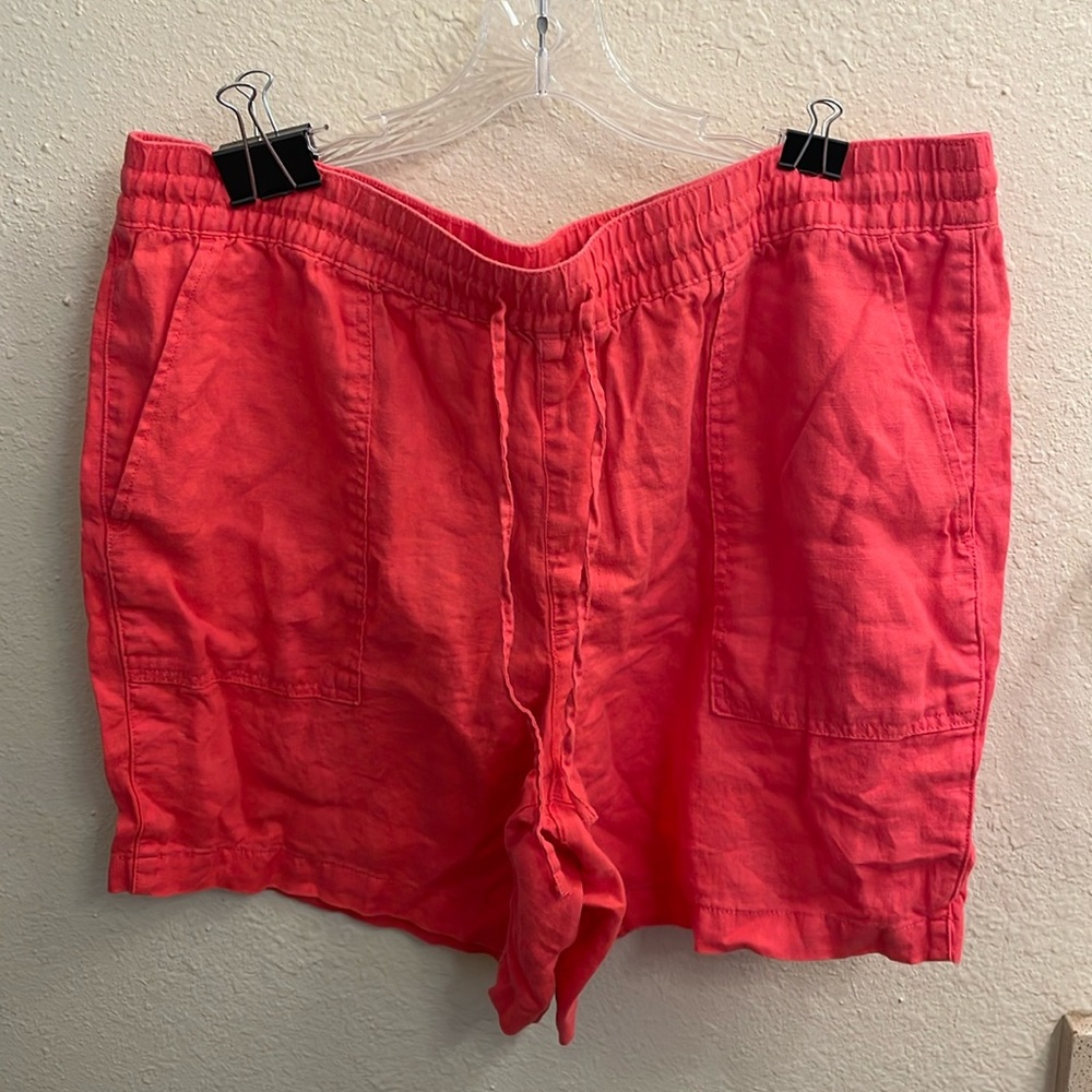Lands' End Coral Linen Shorts